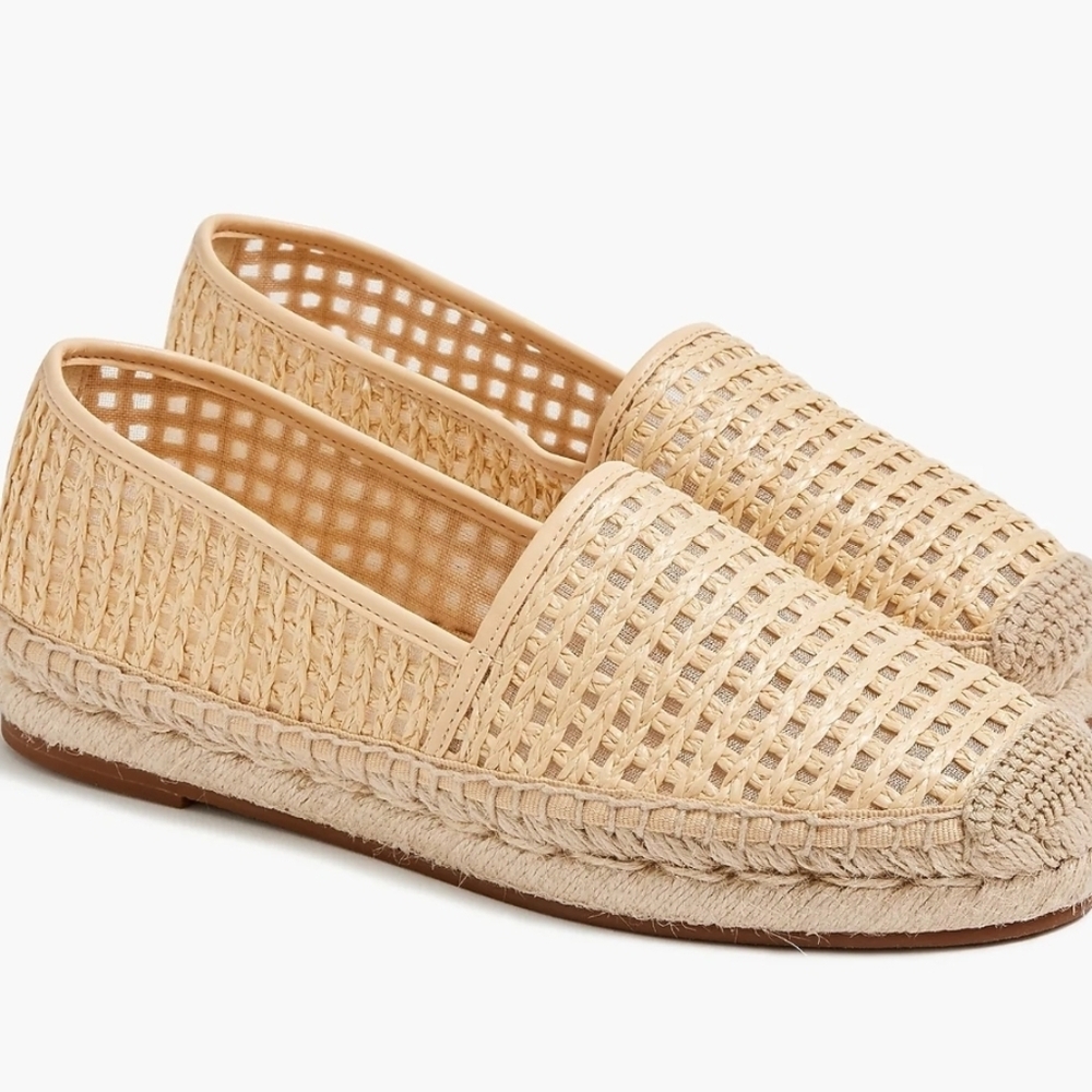 J. Crew Woven Raffia Slip On Espadrilles